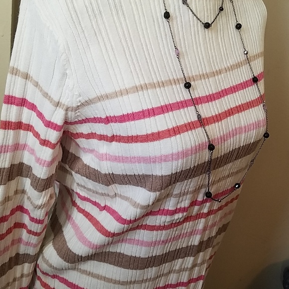 Women's Size Large Croft & Barrow Sweater Multi Stripe Sweater - Picture 8 of 9